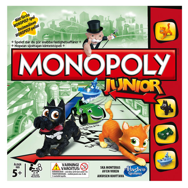 Hasbro Monopoly Junior peli edullisesti HyväPeli.fi:stä. Hinta: 21,90 €. Tuoteryhmä: Lautapelit ja seurapelit.