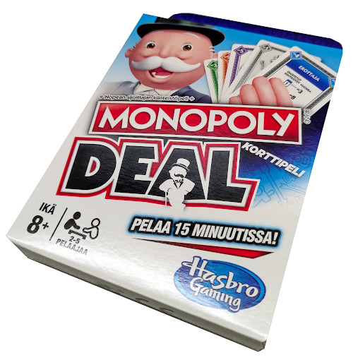 Hasbro Monopoly Deal peli edullisesti HyväPeli.fi:stä. Hinta: 12,90 €. Tuoteryhmä: Korttipelit.