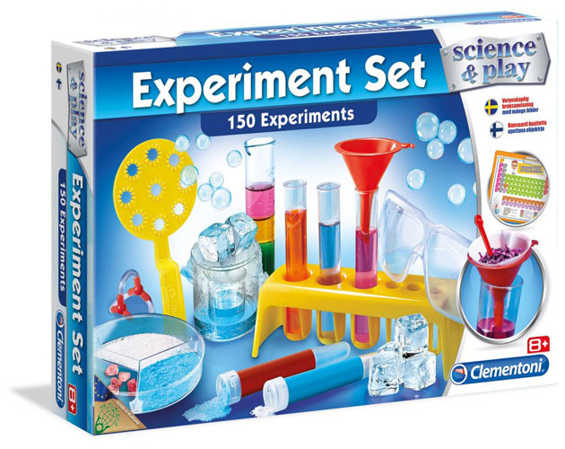 Clementoni Clementoni Experiment set - Iso kemiansarja (150 koetta) peli edullisesti HyväPeli.fi:stä. Hinta: 31,90 €. Tuoteryhmät: Opettavat pelit, Muut tuotteet, Muut lelut, Rakennussarjat ja muut lelut
