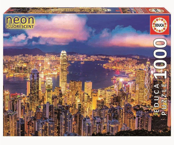 Educa Hong Kong Skyline Neon palapeli 1000 palaa peli edullisesti HyväPeli.fi:stä. Hinta: 14,90 €. Tuoteryhmä: Palapelit.