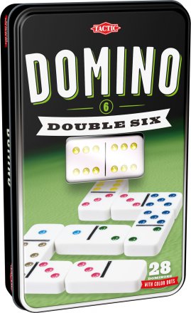 Tactic Domino Double 6 metallirasiassa peli edullisesti HyväPeli.fi:stä. Hinta: 9,90 €. Tuoteryhmä: Lautapelit ja seurapelit.