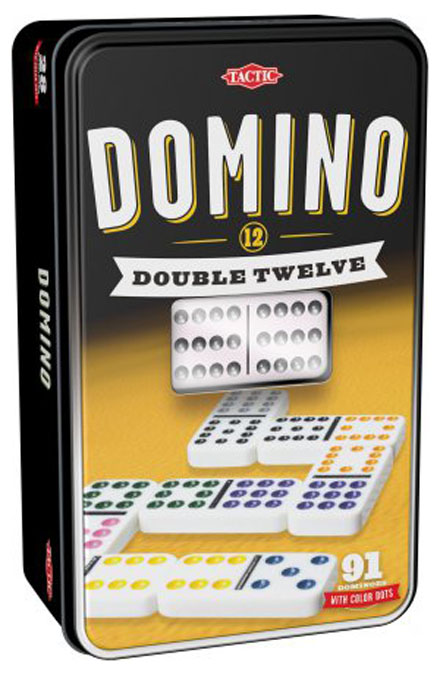 Tactic Domino Double 12 metallirasiassa peli edullisesti HyväPeli.fi:stä. Hinta: 26,90 €. Tuoteryhmä: Lautapelit ja seurapelit.