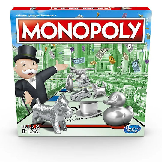 Hasbro Monopoly Classic peli edullisesti HyväPeli.fi:stä. Hinta: 19,90 €. Tuoteryhmä: Lautapelit ja seurapelit.